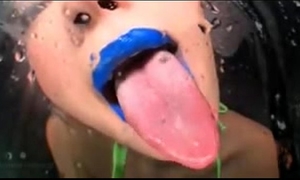 Japanese blue lipstick (spitting-fetish)