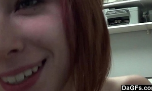Prettiest redhead legal age teenager cums on her fingers