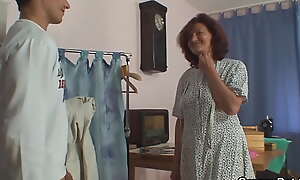 Sewing 80 years old granny pleases her customer