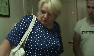 Picked up blonde grandma gets fucked from behind