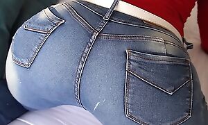 WHAT ASS! I fuck my stepsister's best friend through ripped jeans
