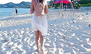 Squirting on PUBLIC BEACH and Dripping Anal Creampie ! Day with my Step Sister & FREUTOY