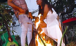 Night Outdoor Bonfire open sex at night with StarSudipa and Cumshots ( Hindi Audio )