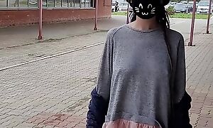 Hot teen flashing pussy next to malls