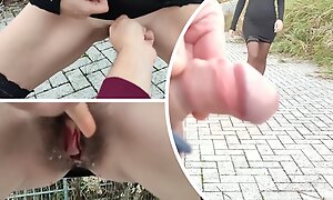 I pull out my cock in front of a young girl in the public park and she squirt - Dick flash P2 - MissCreamy