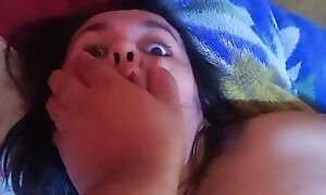 Mommy hairy pussy groped in bed POV