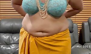 Beautiful Indian Milf Changing Saree - Teases in Bra, Panty, Saree Blouse & Skirt