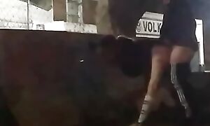 public sex in front of viewers short skirt flashing no panties shows pussy gets caught