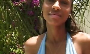 Hot ebony teen gets her ass drilled by the pool
