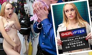 Cute Blonde Athena Fleurs Gaggs On LP Officer's Cock To Avoid Troubles With The Law - Shoplyfter