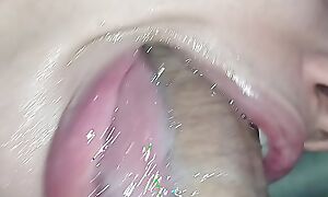 naughty girl sucking and looking at me with her watery eyes from swallowing dick so much