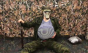Russian Military man PUMPS His undergo with A PUMP in the Army and Cums in Your FACE!!! Inflate belly inflation