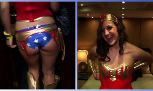 Girls gone wild - sexy brunette hair in hawt superhero cosplay plays with her moist vagina
